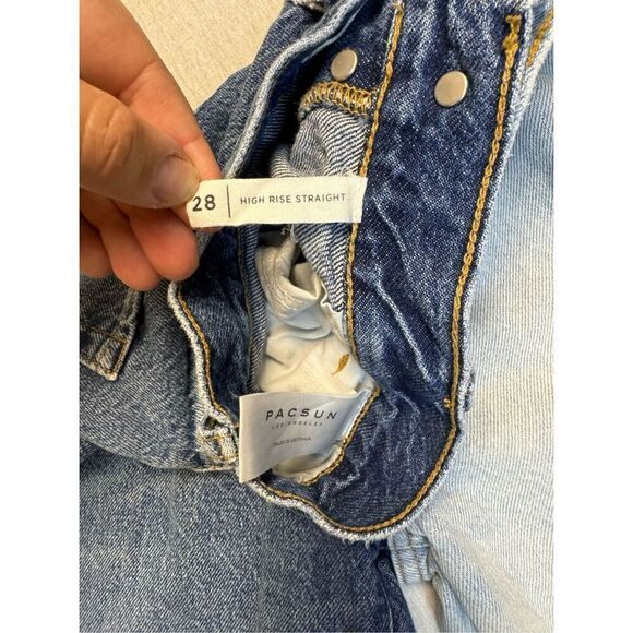 Pacsun High Rise Straight Leg Two Toned Color Block Jeans Sz 28 - Picture 5 of 10